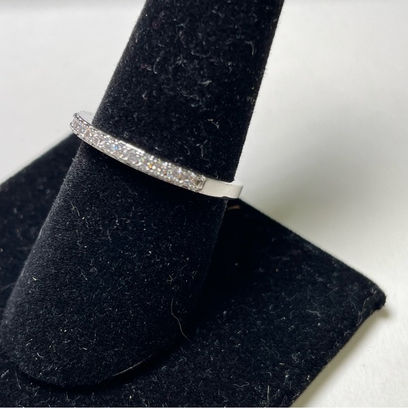 Elegant Silver Tone Cubic Zirconia Band Size 8.75 - Picture 2 of 5